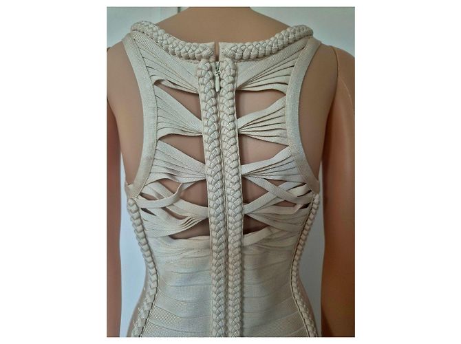 Herve Leger beige Bandage-Kleid - Ansicht 6