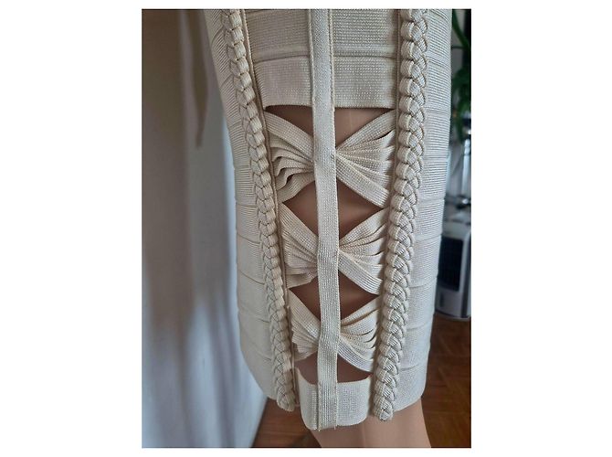 Herve Leger beige Bandage-Kleid - Ansicht 7