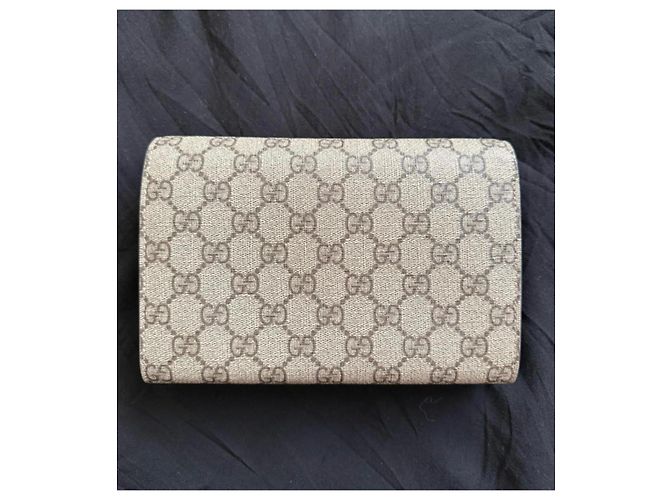 Gucci Cartera con cadena Dionysus en lona GG Supreme Castaño Beige - vista 3