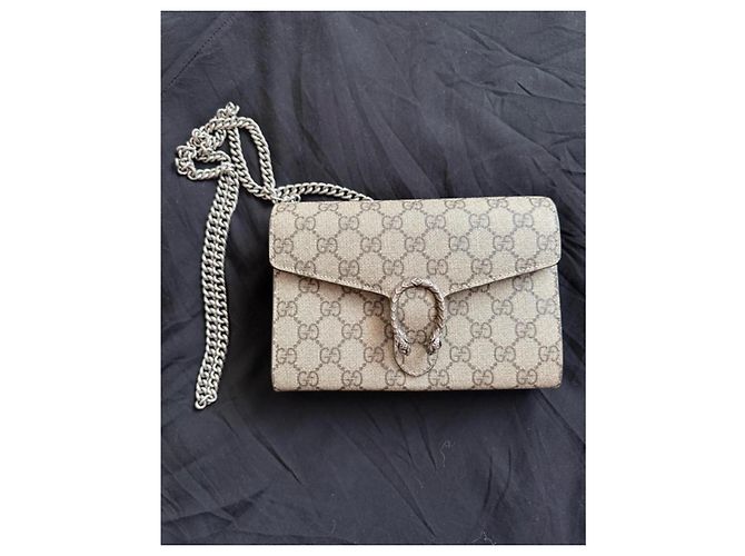 Gucci Cartera con cadena Dionysus en lona GG Supreme Castaño Beige - vista 4
