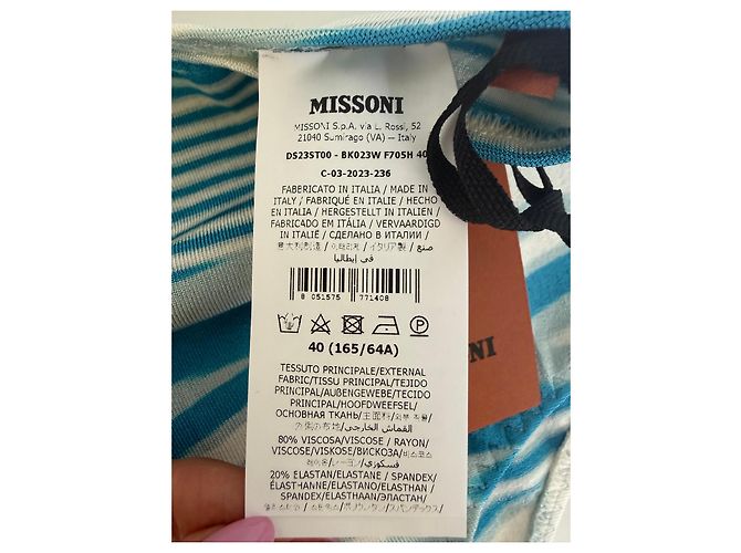 Bikini slip a vita alta a righe blu e bianche da donna Missoni - vista 2