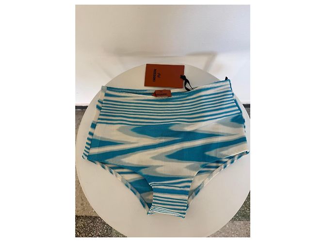 Bikini slip a vita alta a righe blu e bianche da donna Missoni - vista 4