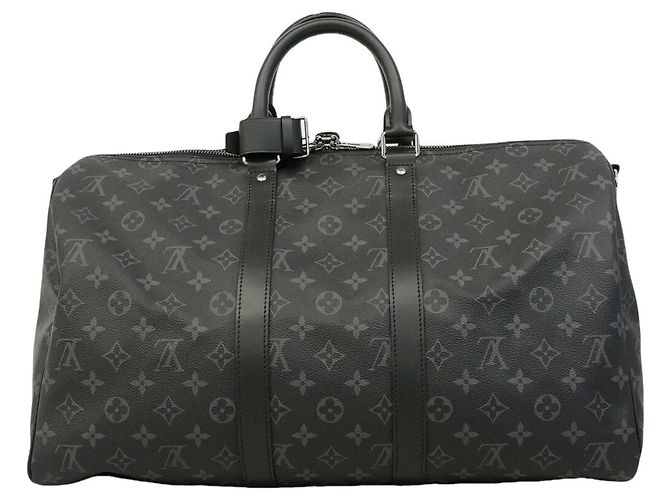 Louis Vuitton Boston Monogram Eclipse Keepall Bandoulière 45 Nero - vista 11