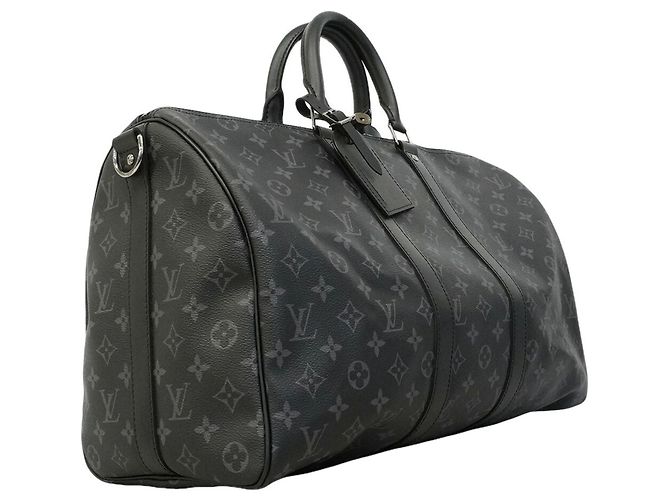 Louis Vuitton Boston Monogram Eclipse Keepall Bandoulière 45 Nero - vista 2