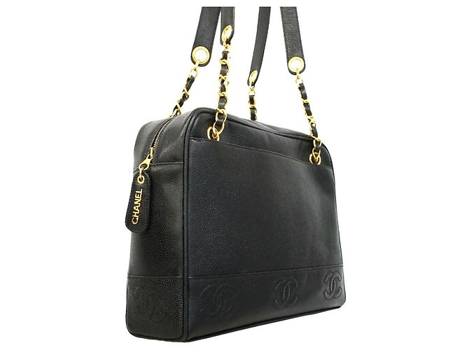 Chanel Triple Coco Shopper aus Kaviarleder Schwarz - Ansicht 2