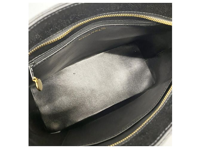 Borsa Tote Chanel in vitello grana nera Nero - vista 4