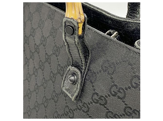 Borsa Tote Gucci GG Canvas Bamboo Nero - vista 12