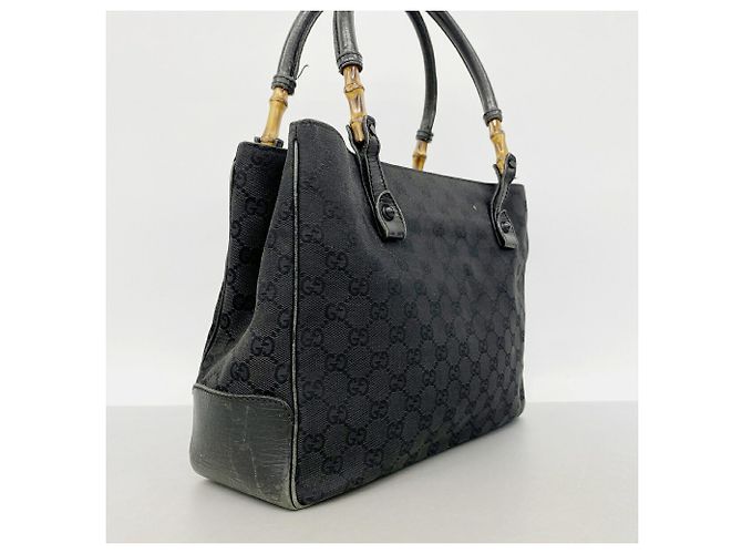Borsa Tote Gucci GG Canvas Bamboo Nero - vista 2