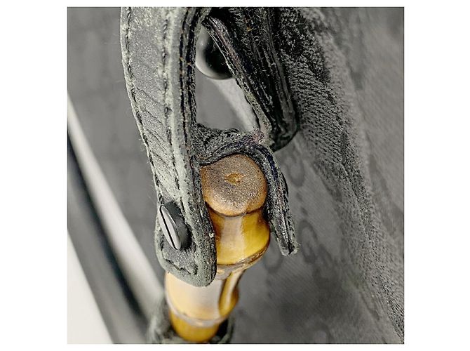 Borsa Tote Gucci GG Canvas Bamboo Nero - vista 6