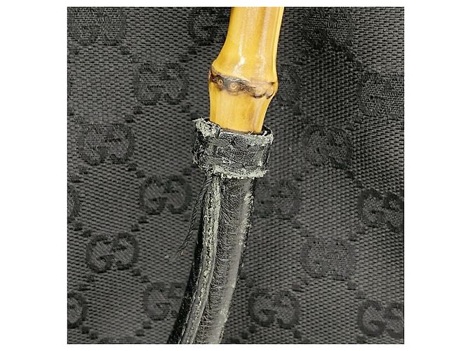 Borsa Tote Gucci GG Canvas Bamboo Nero - vista 7