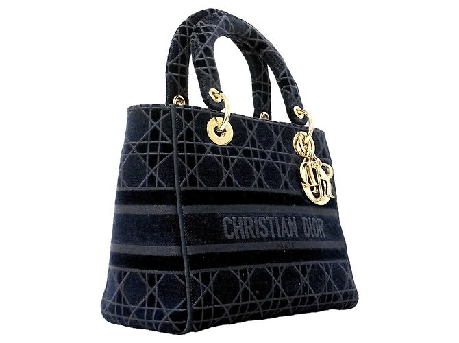 Borsa Christian Dior Cannage Lady D-Light Blu navy - vista 2
