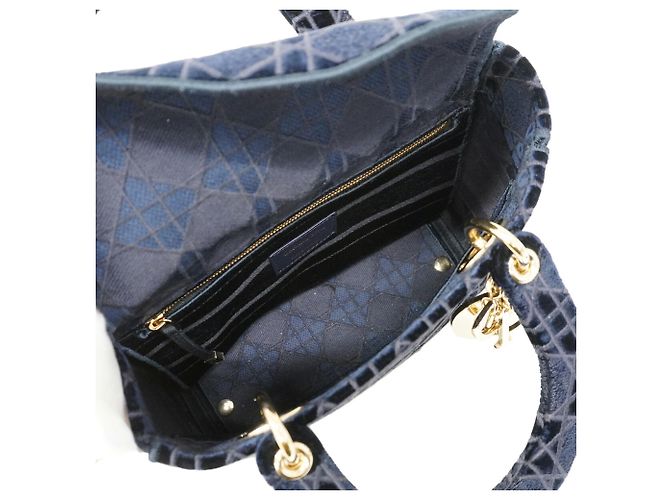 Borsa Christian Dior Cannage Lady D-Light Blu navy - vista 4