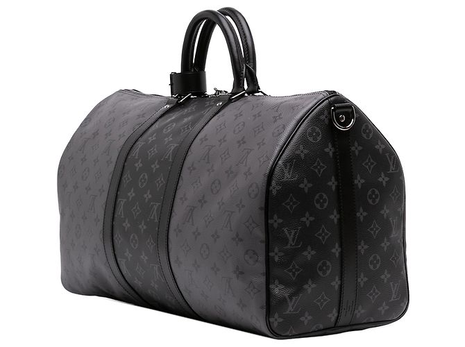Borsa da viaggio Louis Vuitton Monogram Eclipse Reverse Keepall Bandouliere 50 Grigia Grigio - vista 2