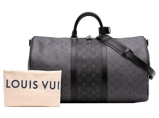 Borsa da viaggio Louis Vuitton Monogram Eclipse Reverse Keepall Bandouliere 50 Grigia Grigio - vista 7