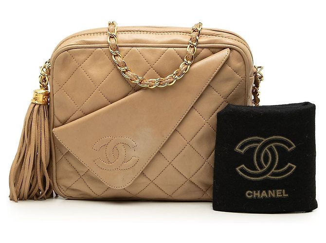 Borsa Camera Chanel Mini CC Quilted Lambskin con Nappine Beige - vista 7