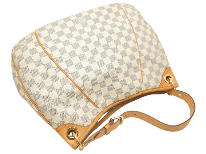 Borsa a tracolla Louis Vuitton Damier Azur Galliera GM Bianca Bianco - vista 3