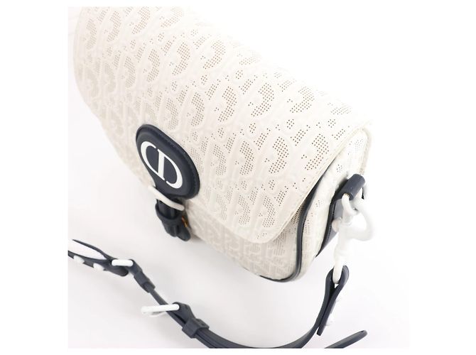 Borsa a tracolla Dior Bobby Small Oblique in pelle Bianco x Blu Navy Beige - vista 11