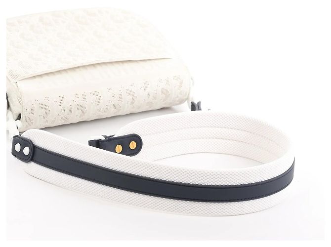Borsa a tracolla Dior Bobby Small Oblique in pelle Bianco x Blu Navy Beige - vista 12