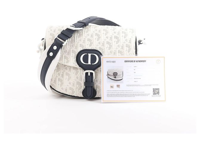 Borsa a tracolla Dior Bobby Small Oblique in pelle Bianco x Blu Navy Beige - vista 14
