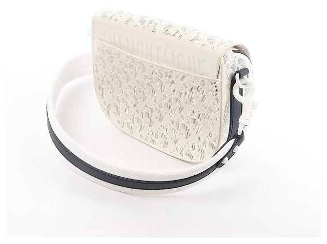 Borsa a tracolla Dior Bobby Small Oblique in pelle Bianco x Blu Navy Beige - vista 3
