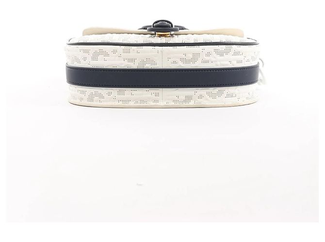 Borsa a tracolla Dior Bobby Small Oblique in pelle Bianco x Blu Navy Beige - vista 4