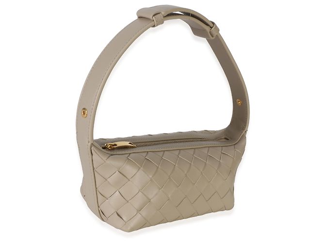 Bottega Veneta Mini Wallace Top Handle in Nappa Intrecciato Beige - vista 4