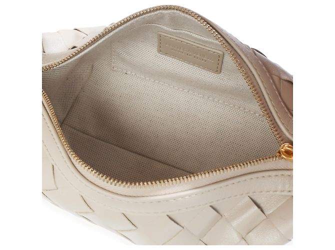 Bottega Veneta Mini Wallace Top Handle in Nappa Intrecciato Beige - vista 5