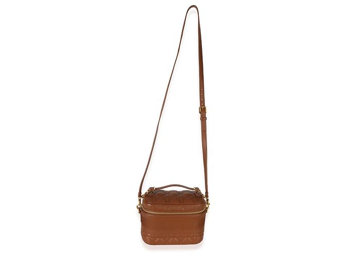 Christian Dior Vanity Small DiorTravel in pelle d'agnello Cannage marrone - vista 5