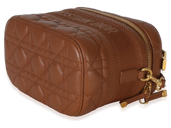 Christian Dior Vanity Small DiorTravel in pelle d'agnello Cannage marrone - vista 6