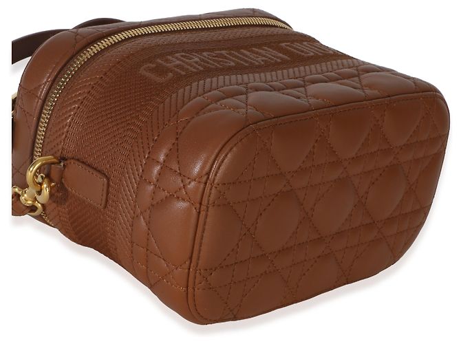 Christian Dior Vanity Small DiorTravel in pelle d'agnello Cannage marrone - vista 7