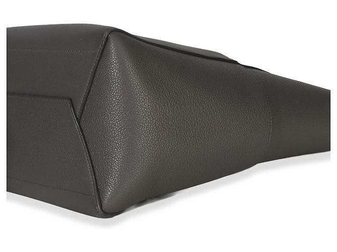 Céline Borsa Secchiello Medium Sangle Celine in Pelle di Vitello Grana Morbida Grigia Marrone - vista 6
