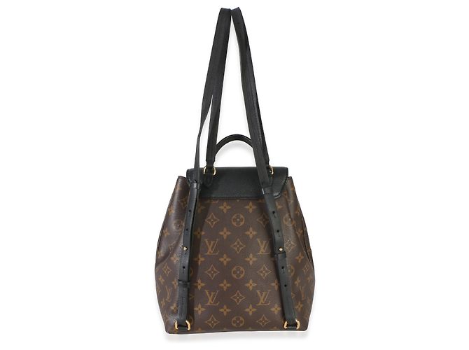 Zaino Louis Vuitton Montsouris PM NM in canvas Monogram nero Marrone - vista 2