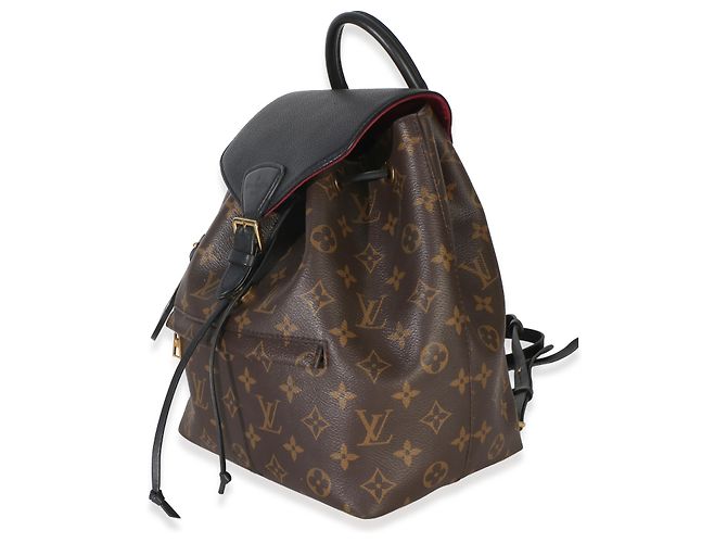 Zaino Louis Vuitton Montsouris PM NM in canvas Monogram nero Marrone - vista 3