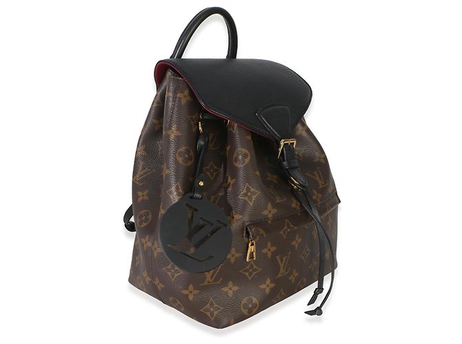 Zaino Louis Vuitton Montsouris PM NM in canvas Monogram nero Marrone - vista 4