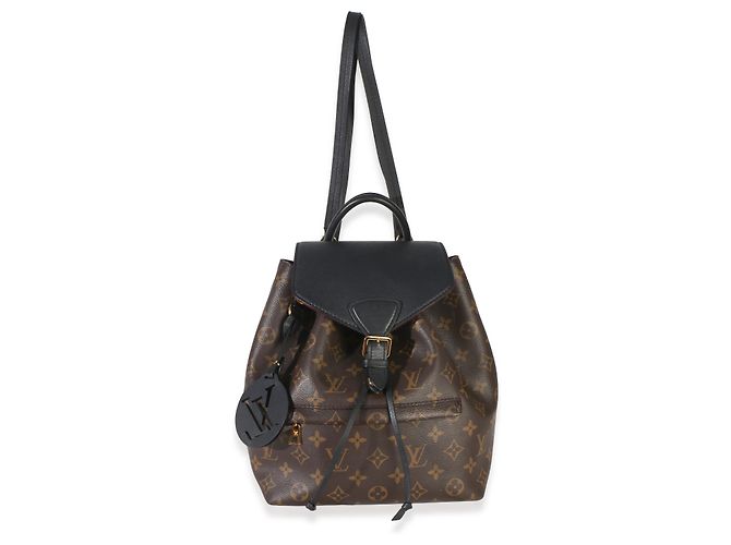 Zaino Louis Vuitton Montsouris PM NM in canvas Monogram nero Marrone - vista 5