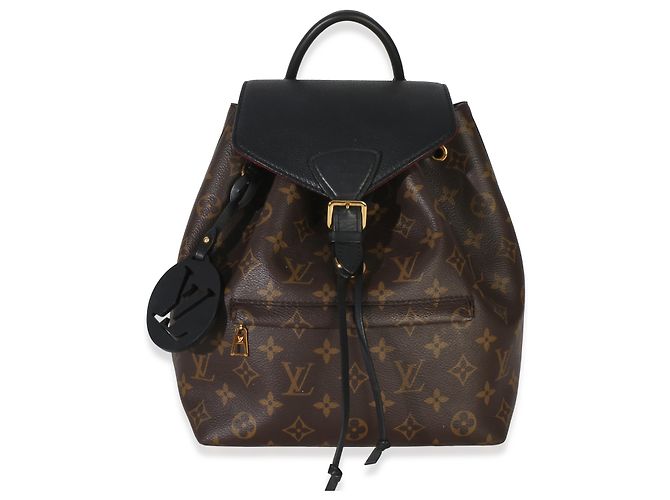 Zaino Louis Vuitton Montsouris PM NM in canvas Monogram nero Marrone - vista 8