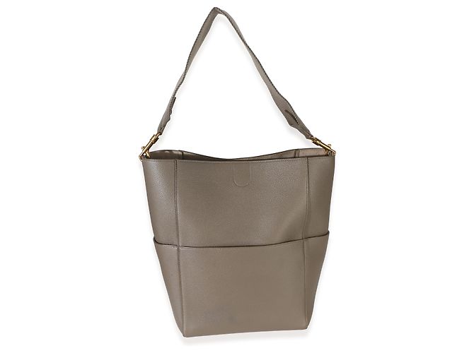 Céline Bolsa Bucket Medium Sangle Celine em couro de bezerro granulado Taupe Marrom - vista 2