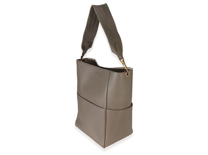 Céline Bolsa Bucket Medium Sangle Celine em couro de bezerro granulado Taupe Marrom - vista 3