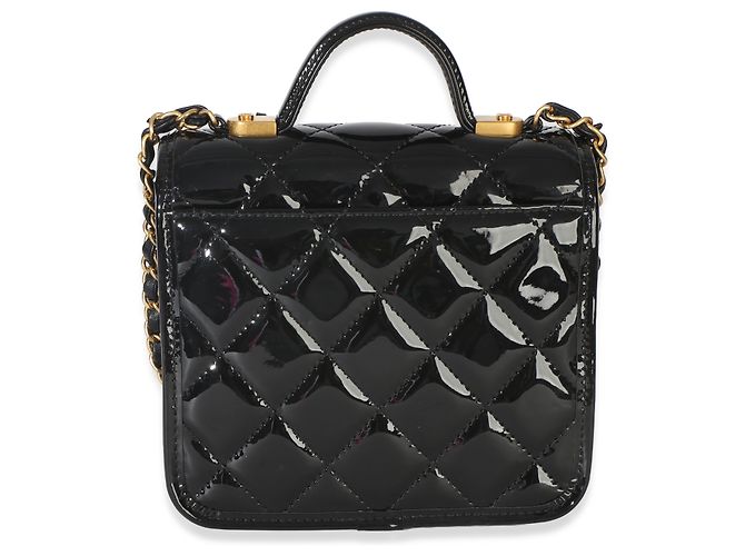 Gabrielle Borsa Chanel Black Quilted Patent School Memory Mini Top Handle Flap Bag Nero - vista 2
