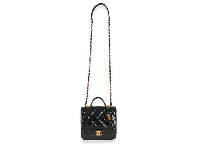 Gabrielle Borsa Chanel Black Quilted Patent School Memory Mini Top Handle Flap Bag Nero - vista 5