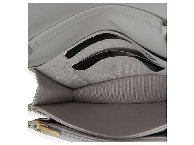 Chanel Mini Wallet On Chain aus grauem gestepptem Lammleder mit Schmucksteinen Braun - Ansicht 5