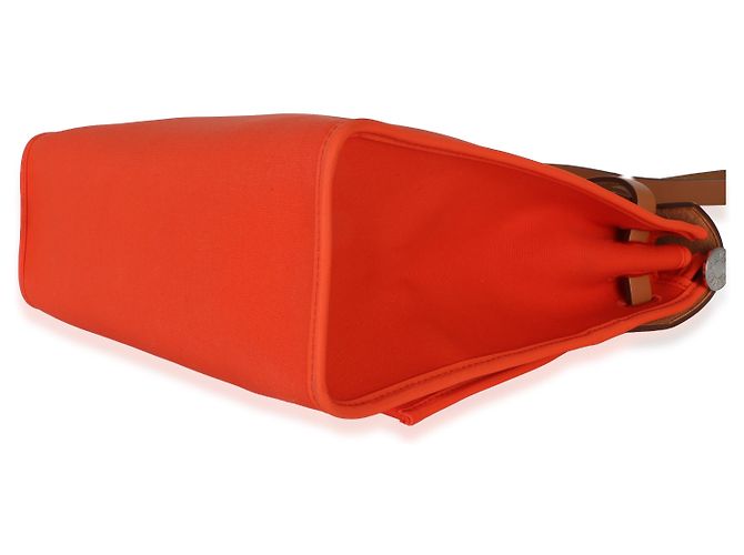 Hermès Orange Poppy Toile Vache Hunter Herbag Zip 31 PM PHW Arancione - vista 6