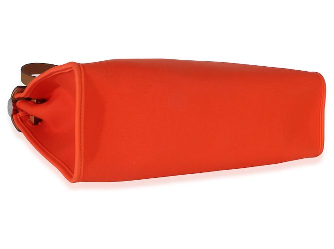 Hermès Orange Poppy Toile Vache Hunter Herbag Zip 31 PM PHW Arancione - vista 7
