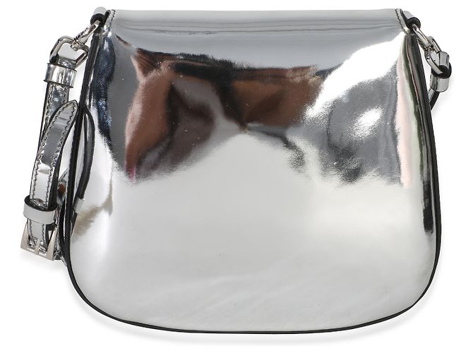 Mini borsa a patta Cleo Prada in argento spazzolato - vista 2