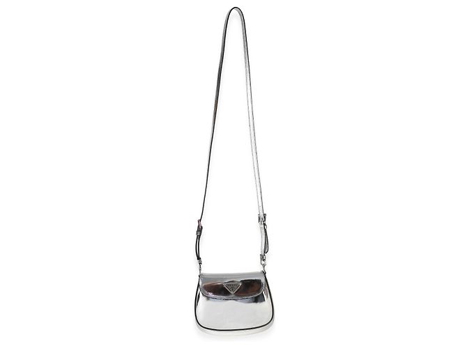 Mini borsa a patta Cleo Prada in argento spazzolato - vista 5