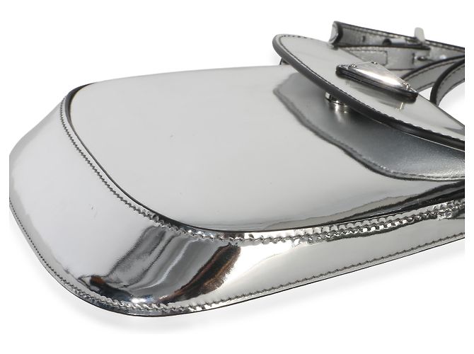 Mini borsa a patta Cleo Prada in argento spazzolato - vista 6
