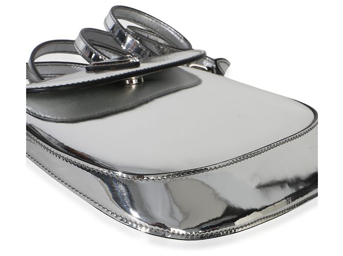 Mini borsa a patta Cleo Prada in argento spazzolato - vista 7