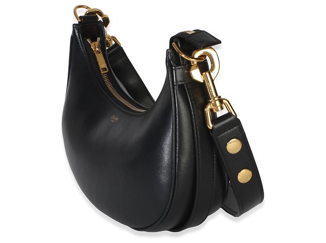 Céline Borsa Ava Strap Medium in pelle di vitello liscia nera Celine Nero - vista 3