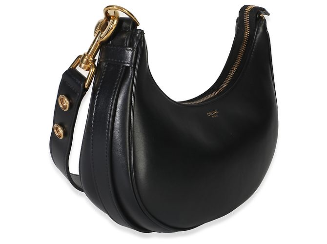 Céline Borsa Ava Strap Medium in pelle di vitello liscia nera Celine Nero - vista 4