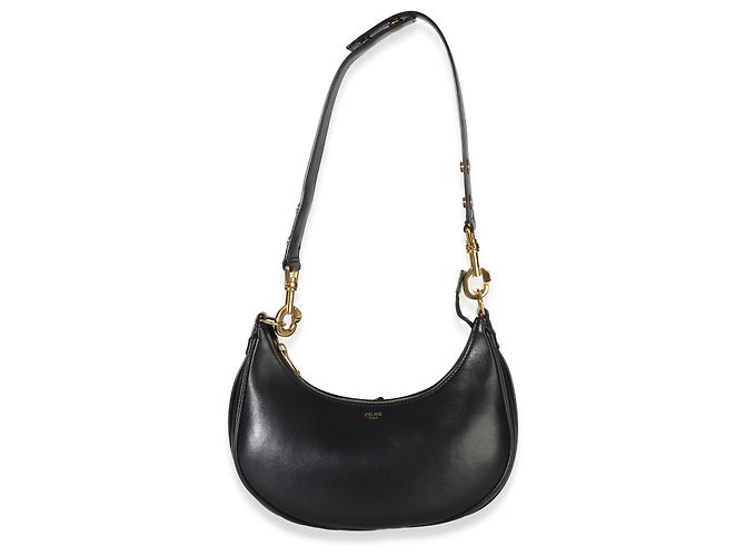 Céline Borsa Ava Strap Medium in pelle di vitello liscia nera Celine Nero - vista 5